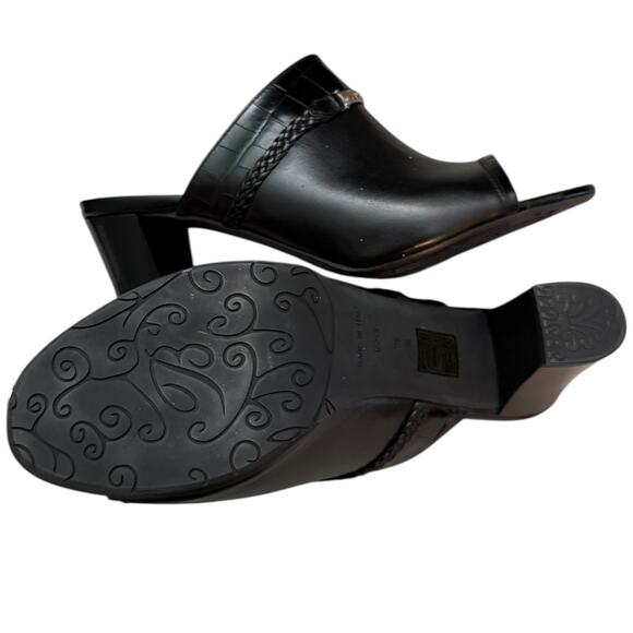 Brighton Ray Black Leather Slide Mules Made In Italy Size 9.5 - Picture 8 of 8
